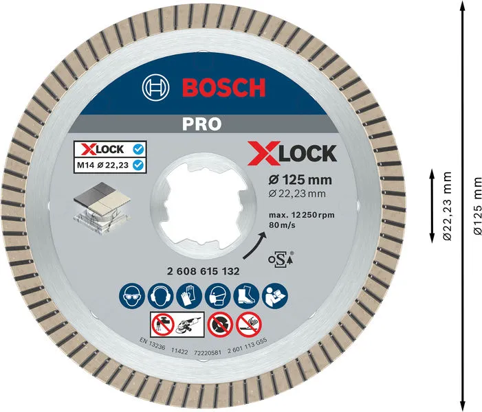 PRO Ceramic X-Lock dijamantska rezna ploča 125×22,23 mm, 22,23 mm 2608615132