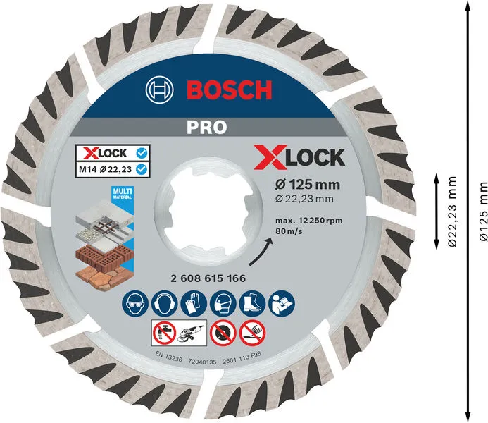 PRO Multi Material dijamantska ploča 125 x 22,23 mm, X-Lock 2608615166