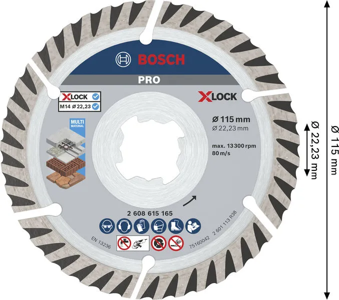 PRO Multi Material dijamantska ploča, 115 x 22,23 mm, X-Lock, 2 kom. 2608615285