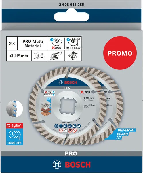 PRO Multi Material dijamantska ploča, 115 x 22,23 mm, X-Lock, 2 kom. 2608615285