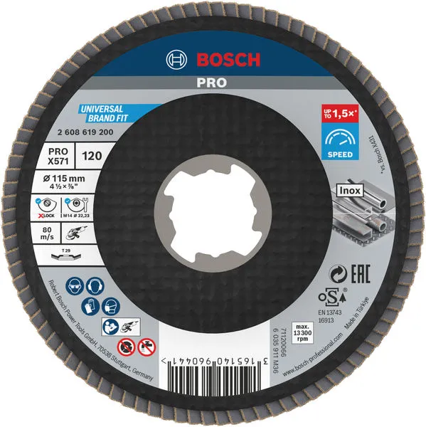 Bosch PRO X571 lamelna brusna ploča pod uglom 115 mm, G120, X-Lock 2608619200
