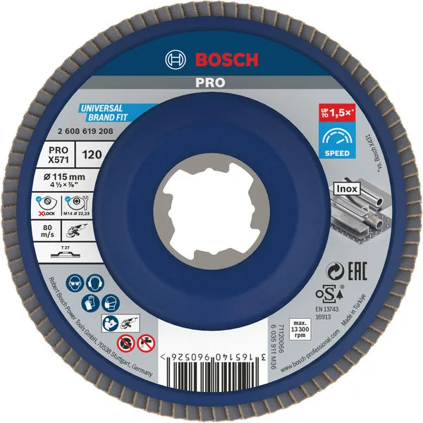 Bosch PRO X571 lamelna brusna ploča ravan 115 mm, G120, X-Lock 2608619208