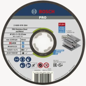Bosch PRO Stainless Steel and Metal lepljena rezna ploča 125×1×22,23 mm, X-Lock, ravna, oSa 2608619264