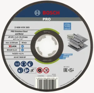Bosch PRO Stainless Steel and Metal lepljena rezna ploča 125×1.6×22,23 mm, X-Lock, ravna, oSa 2608619265
