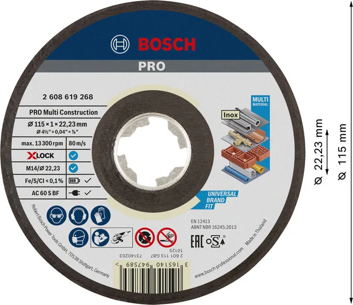PRO Multi Material X-Lock rezna ploča 115×1×22,23 mm 2608619268