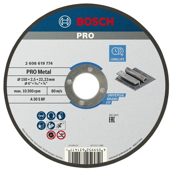 Bosch PRO Metal lepljena rezna ploča 150×2,5×22,23 mm 2608619774