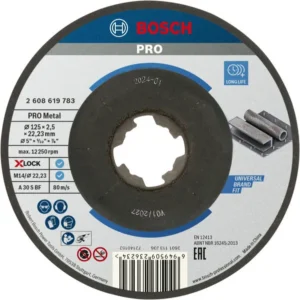 Bosch PRO Metal lepljena rezna ploča 125×2,5×22,23 mm, X-Lock, sa uvučenim centrom 2608619783