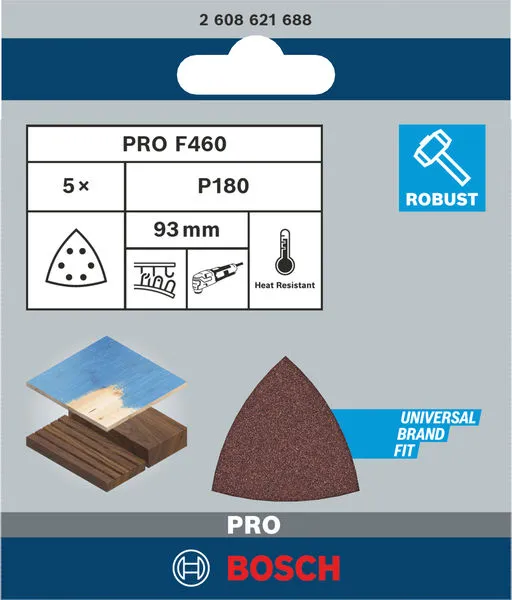 PRO F460 brusni list, 93×93 mm, G180, 5 kom. 2608621688