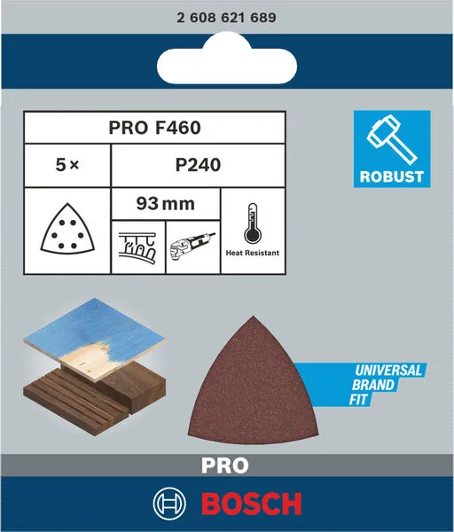 PRO F460 brusni list 93×93 mm, G240, 5 kom 2608621689