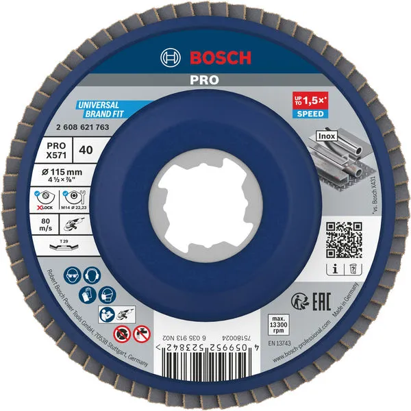 Bosch PRO X571 lamelna brusna ploča, pod uglom, 115 mm, G40, X-Lock 2608621763