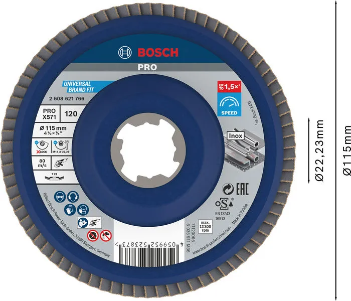 PRO X571 lamelna brusna ploča, pod uglom, 115 mm, G120, X-Lock 2608621766