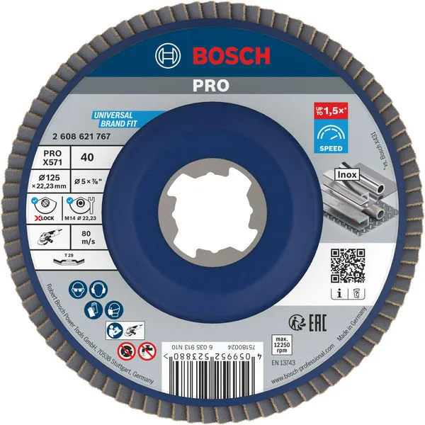Bosch PRO X571 lamelna brusna ploča, pod uglom, 125 mm, G40, X-Lock 2608621767
