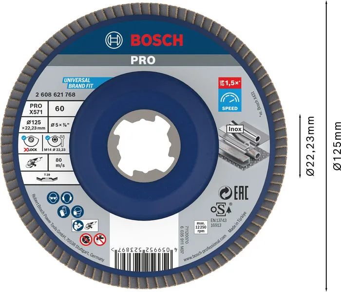 PRO X571 lamelna brusna ploča pod uglom 125 mm, G60, X-Lock 2608621768
