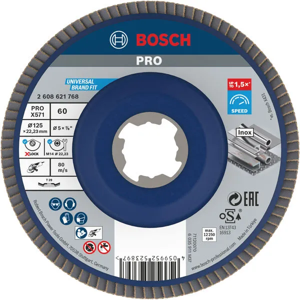 Bosch PRO X571 lamelna brusna ploča pod uglom 125 mm, G60, X-Lock 2608621768