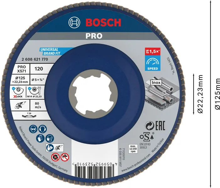 PRO X571 lamelna brusna ploča, pod uglom, 125 mm, G120, X-Lock 2608621770