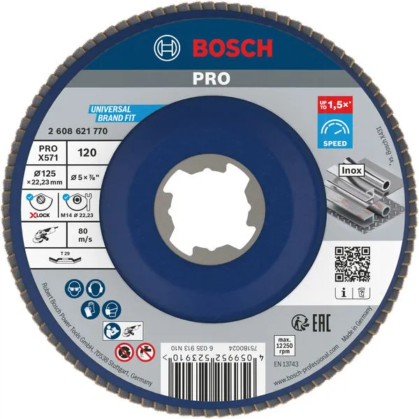 Bosch PRO X571 lamelna brusna ploča, pod uglom, 125 mm, G120, X-Lock 2608621770
