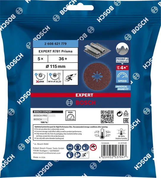 EXPERT R781 Prisma Ceramic X-LOCK Fiber disk od 115 mm, 22,23 mm, G 36, 5 delova 2608621779