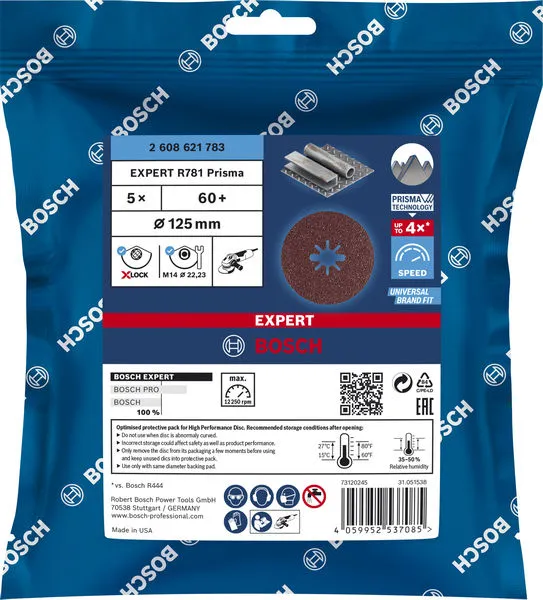 EXPERT R781 Prisma Ceramic X-LOCK Fiber disk od 125 mm, 22,23 mm, G 60, 5 delova 2608621783