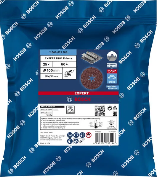 EXPERT R781 Prisma Ceramic Fiber disk od 100 mm, 16 mm, G 60 2608621789