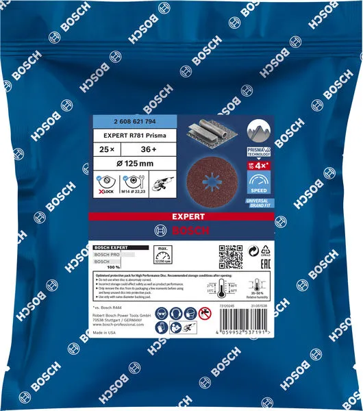 EXPERT R781 Prisma Ceramic X-LOCK Fiber disk od 125 mm, 22,23 mm, G 36 2608621794