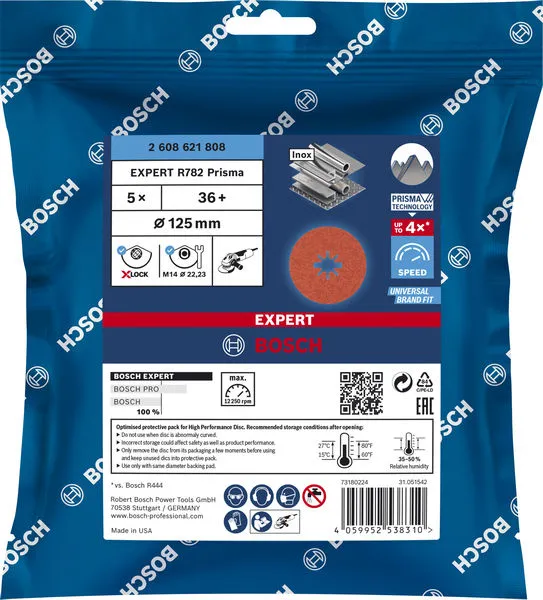 EXPERT R782 Prisma Ceramic X-LOCK Fiber disk od 125 mm, 22,23 mm, G 36, 5 delova 2608621808