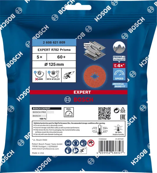 EXPERT R782 Prisma Ceramic X-LOCK Fiber disk od 125 mm, 22,23 mm, G 60, 5 delova 2608621809