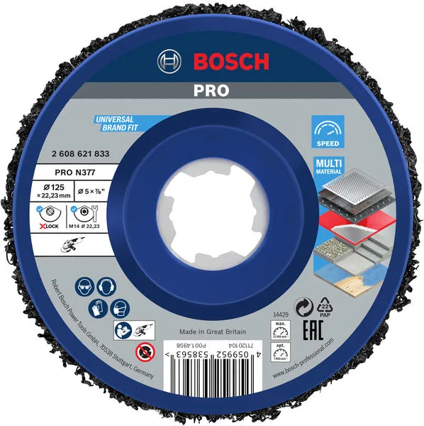 Bosch PRO N377 ploča za čišćenje 125 mm, 22,23 mm, X-Lock 2608621833