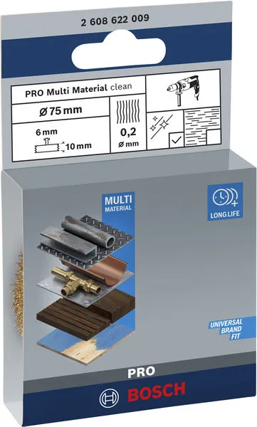 PRO Multi Material clean žičana četka ravni prihvat 75×0,2 mm 2608622009