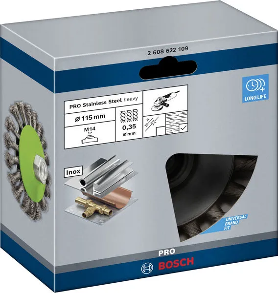 PRO Stainless Steel heavy oborena četka 115×0,35 mm, sa navojem 2608622109