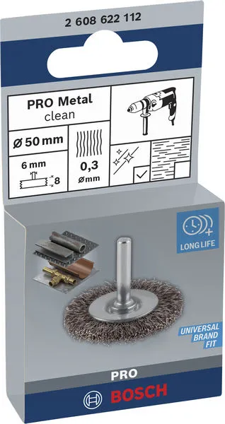 PRO Metal clean žičana četka, ravni prihvat, 50×0,3 mm 2608622112
