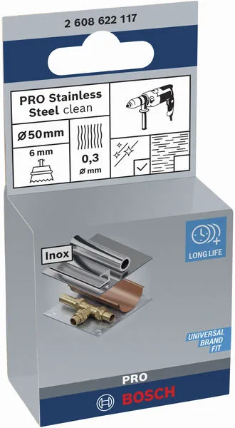 PRO Stainless Steel clean lončasta četka ravan prihvat 50×0,3 mm 2608622117