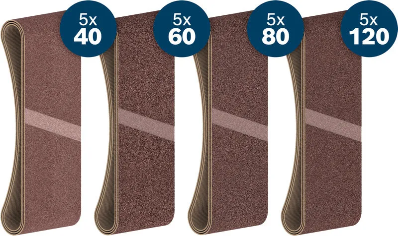 PRO X440 brusna traka, 75×457 mm, G5×40/5×60/5×80/5×120, 20 delova 2608623336
