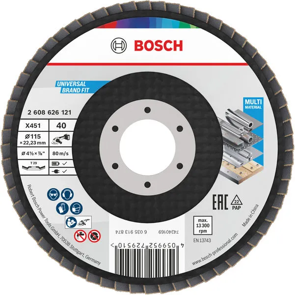 Bosch X451 lamelna brusna ploča, 115×22,23 mm, G40, T29, 60 delova 2608626121