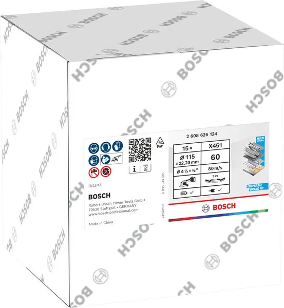 X451 lamelna brusna ploča, 115×22,23 mm, G60, T29, 15 delova 2608626124
