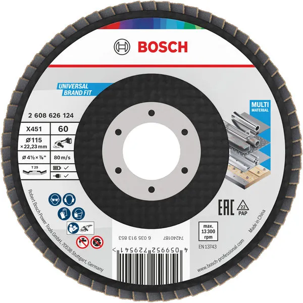Bosch X451 lamelna brusna ploča, 115×22,23 mm, G60, T29, 15 delova 2608626124