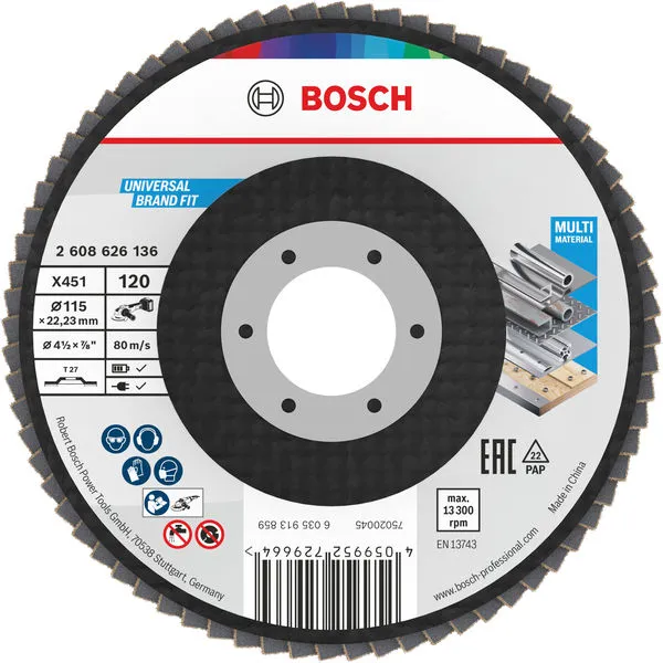Bosch X451 lamelna brusna ploča, 115×22,23 mm, G120, T27, 15 delova 2608626136