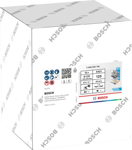 X451 lamelna brusna ploča, 125×22,23 mm, G120, T29, 15 delova 2608626144