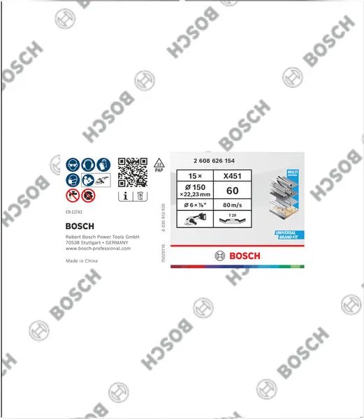 X451 lamelna brusna ploča, 150×22,23 mm, G60, T29, 15 delova 2608626154