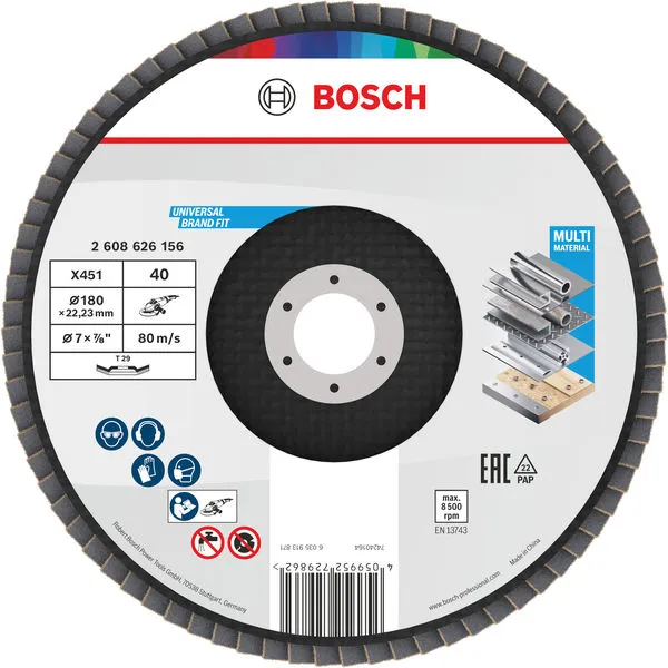 Bosch X451 lamelna brusna ploča, 180×22,23 mm, G40, T29, 15 delova 2608626156