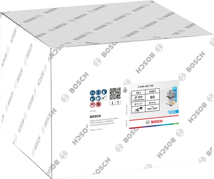 X451 lamelna brusna ploča, 180×22,23 mm, G80, T29, 15 delova 2608626158