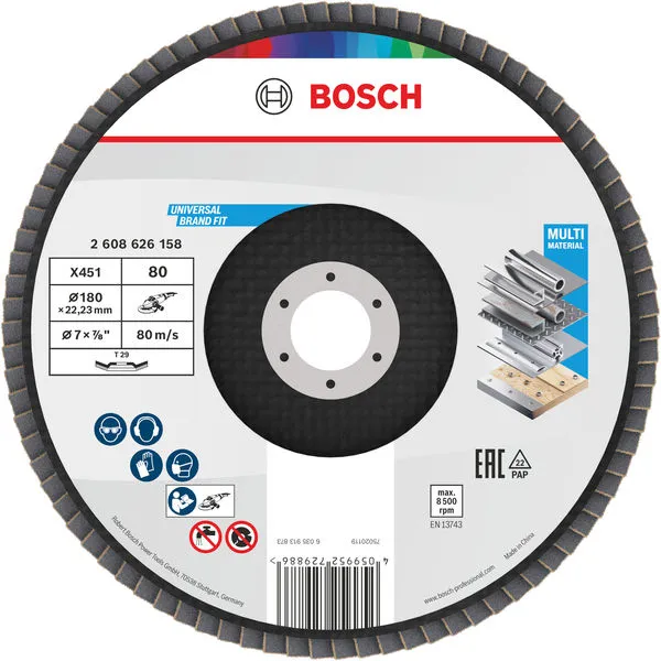 Bosch X451 lamelna brusna ploča, 180×22,23 mm, G80, T29, 15 delova 2608626158