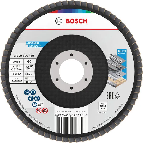Bosch X451 lamelna brusna ploča, 125×22,23 mm, G40, T29, 15 delova 2608626175