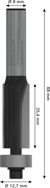 PRO glodalo za glodanje u ravni sa ležajevima na dnu Ø 12,7×L 25,4, prihvat 8 mm 2608628348