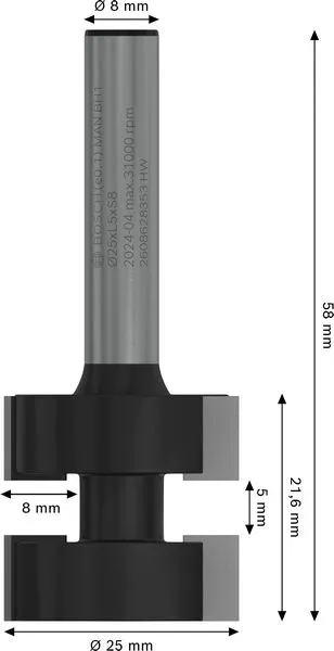 PRO glodalo za pera Ø 25 x L 5, Prihvat 8 mm 2608628353
