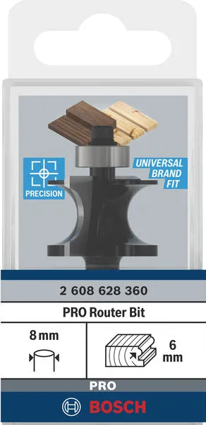 PRO vođeno glodalo pljosnatog štapa R 6, prihvat 8 mm 2608628360