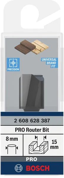 PRO ravno glodalo dva žleba Ø 15×L 19,6, prihvat 8 mm 2608628387