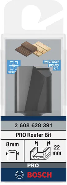 PRO ravno glodalo dva žleba Ø 22×L 24,6, prihvat 8 mm 2608628391