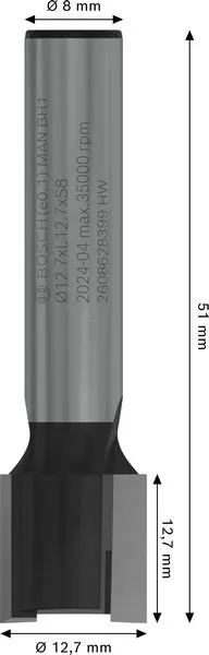 PRO glodalo za usecanje žlebova za šarke, Ø 12,7×L 12,7, prihvat 8 mm 2608628399