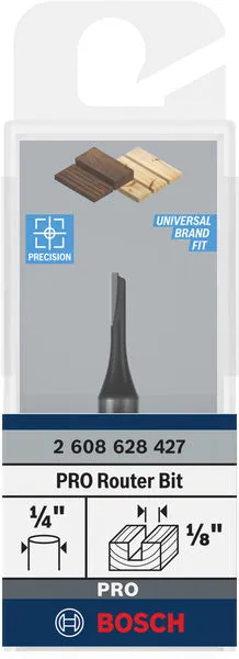 PRO ravno glodalo, jedan žleb, Ø 1/8″ x L 19/64″, prihvat 1/4″ 2608628427