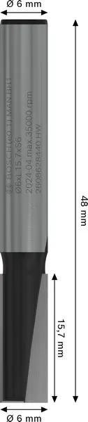 PRO ravno glodalo, dva žleba, Ø 6×L 15,7, prihvat 6 mm 2608628440
